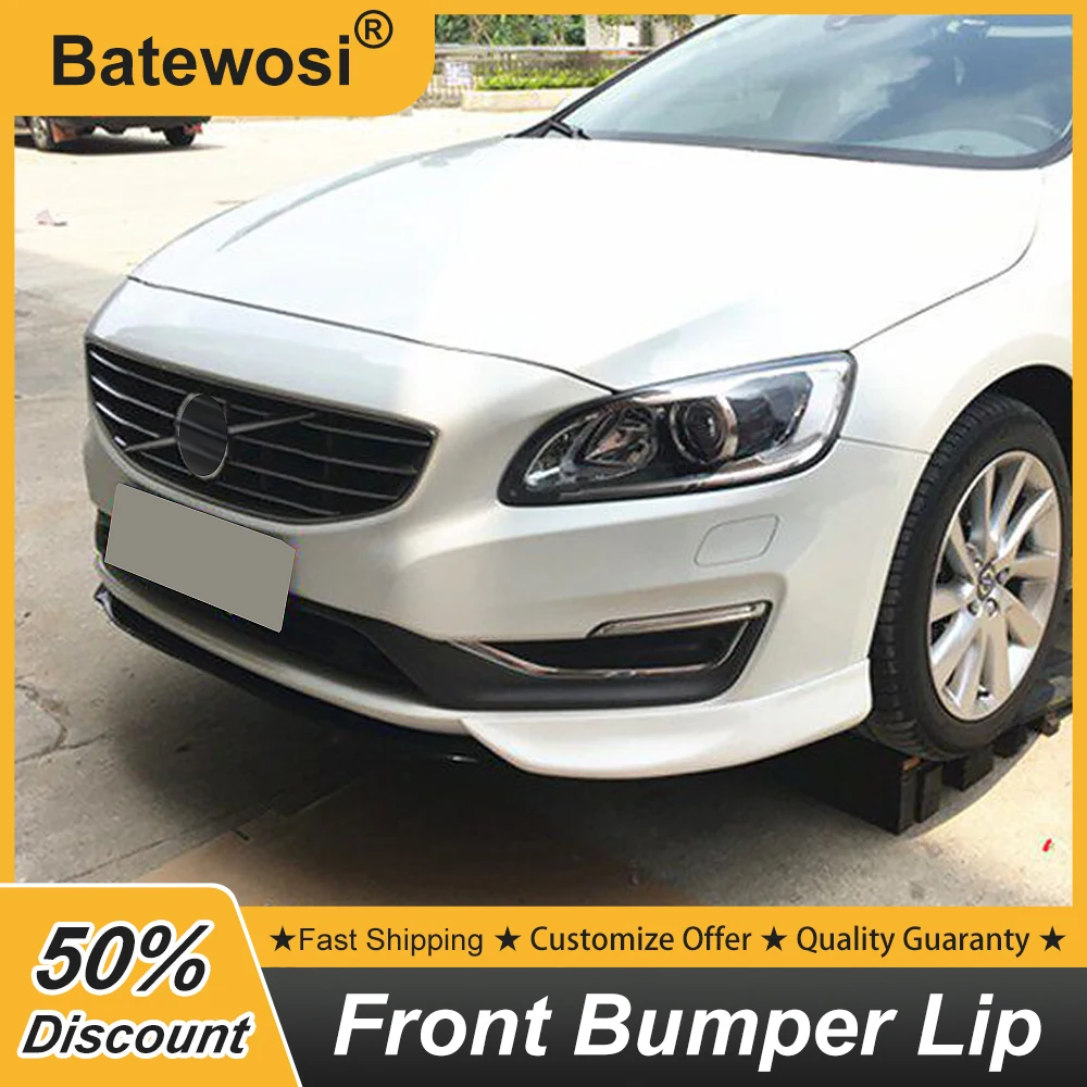 For Volvo S60 2014 15 16 17 18 19 Front Bumper Lip Chin Bodykit Splitter Protection Decoration 3Pcs/Set Painted Color Accessorie