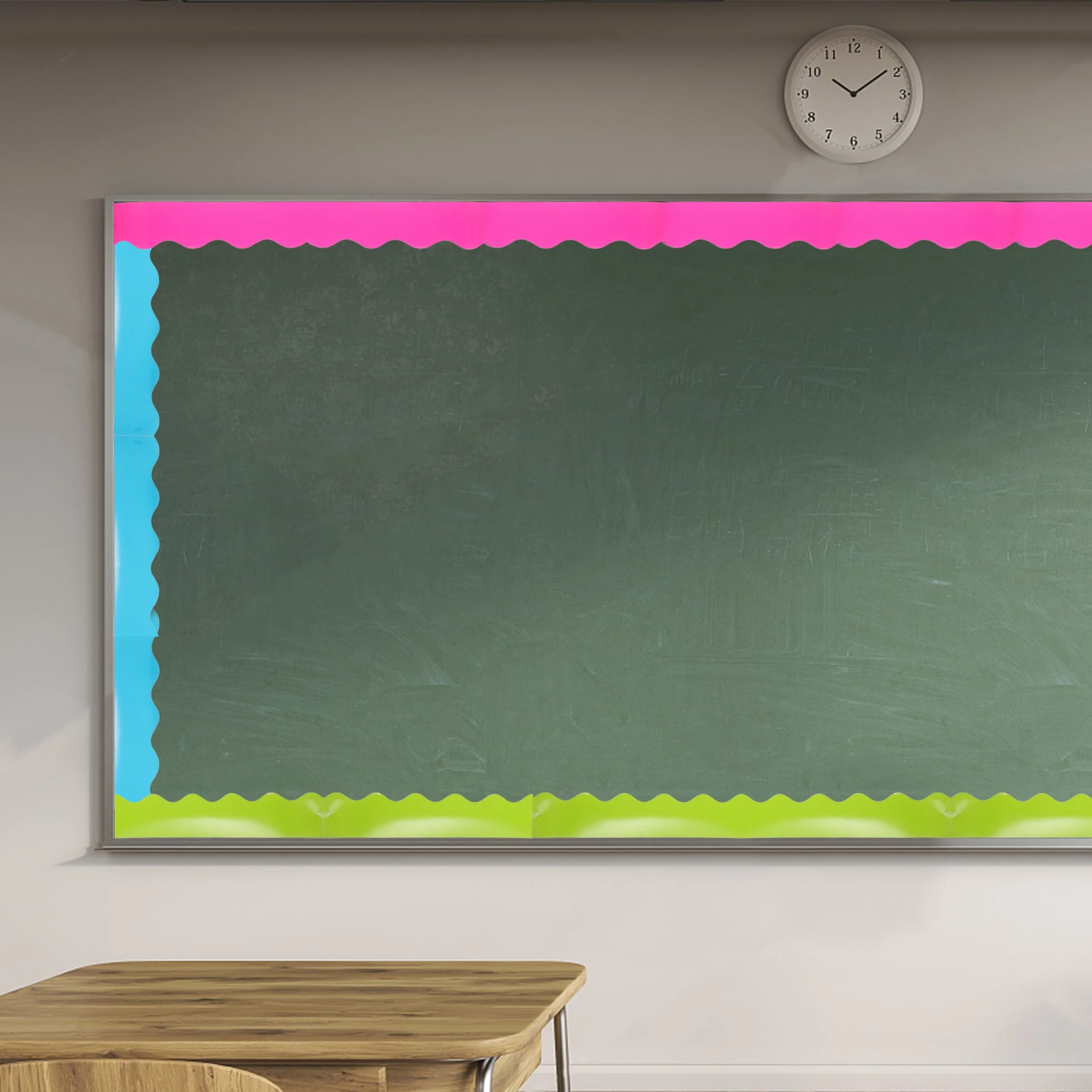 Autocollant de bordure de tableau d'affichage étanche, 6 rouleaux de 5.7x10m, papier amovible, garniture de bordure de dessin animé pour salle de classe, résistant à l'usure