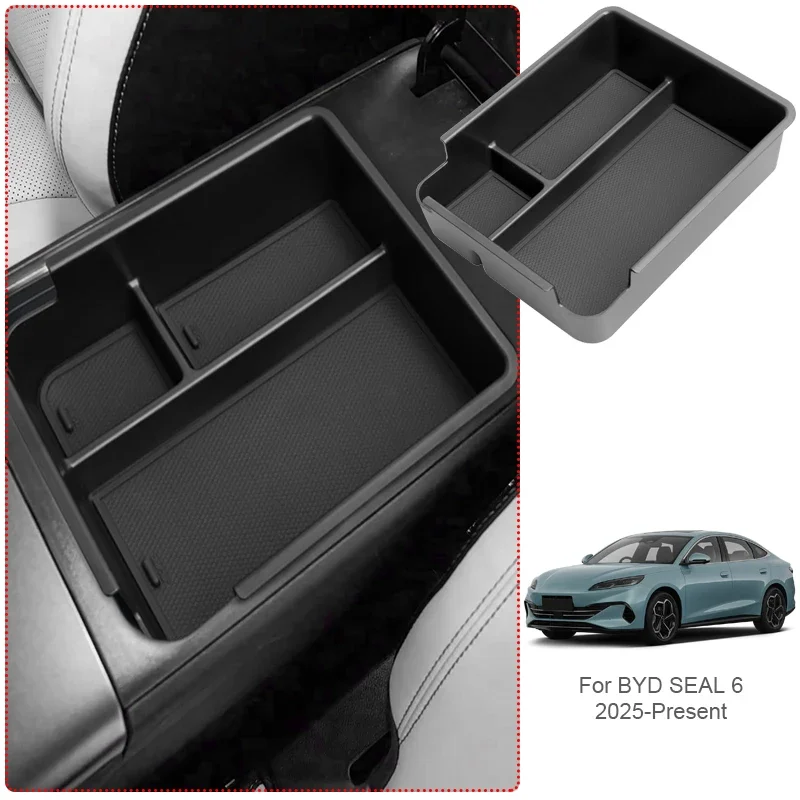 

Для BYD SEAL 6 2025-настоящее время, автомобильный подлокотник, ящик для хранения, ABS, беспроводная зарядная панель, дверной органайзер для хранения, лоток для уборки, аксессуар