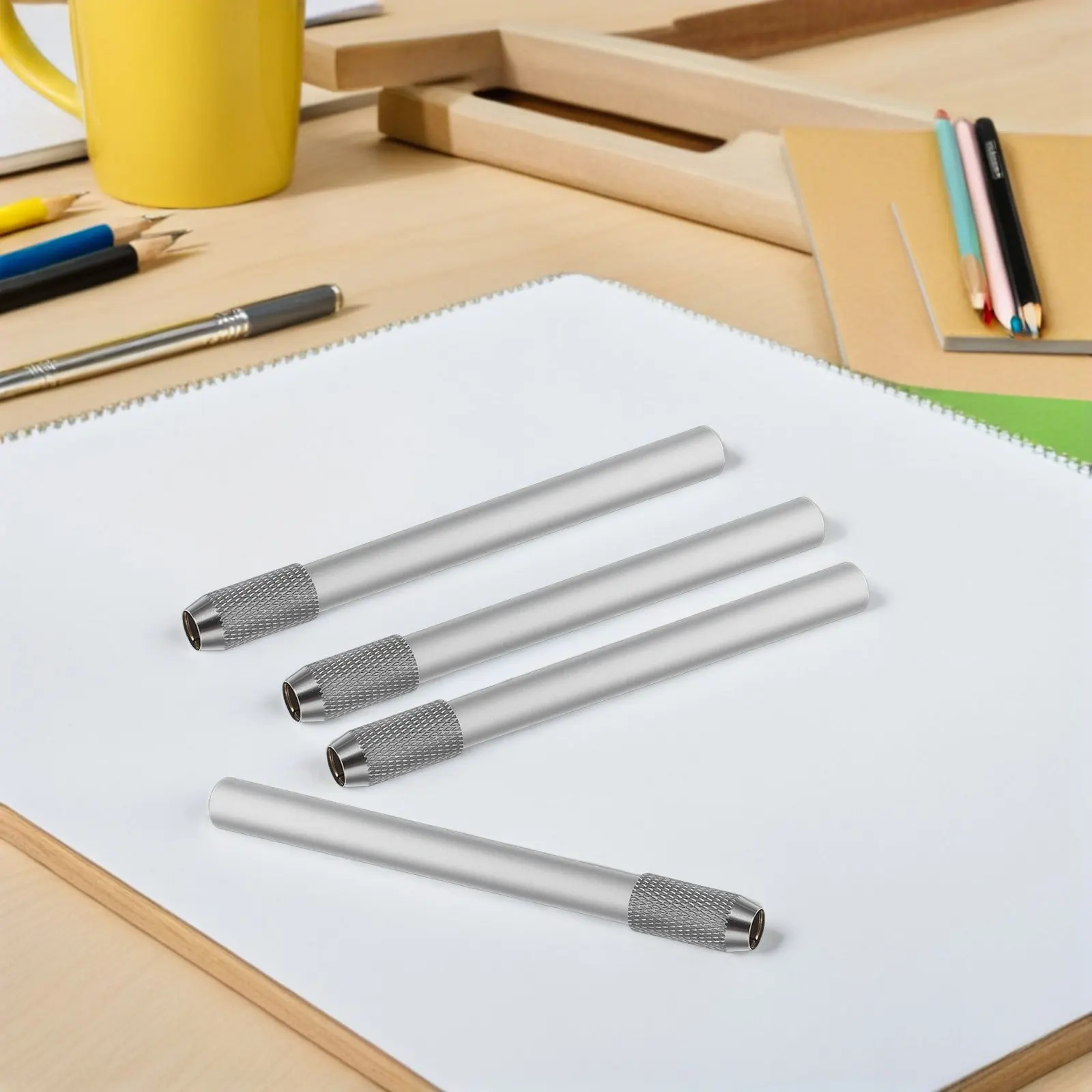 

8Pcs Pencil Extender Stainless Steel Extender Holder for Pencil Sketch Pen Crayon Lengthen Tool Office School Supplies