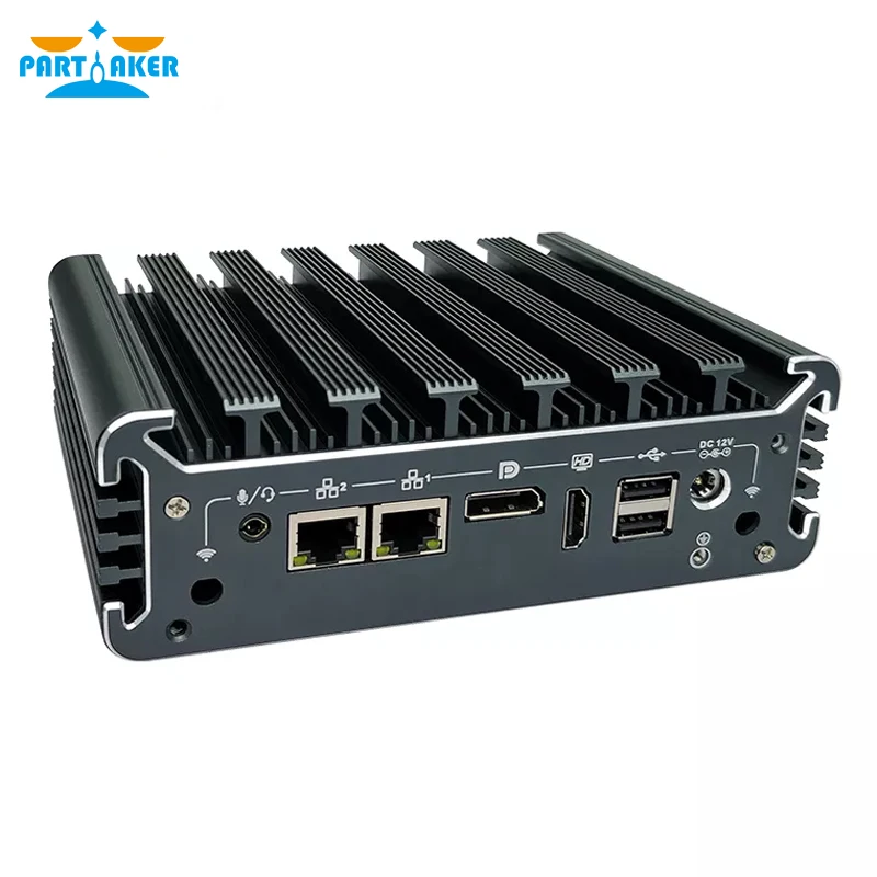 Partaker Fanless Mini PC Windows 11 Intel Core i5 7360U TPM 2.0 LAN DP HD RS232 RS485 2 x Intel i225-V 2.5G Industrial Computer