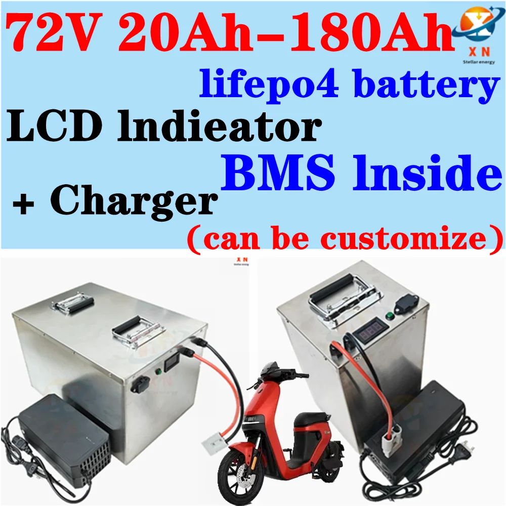 72V 20ah 40ah 60ah 80ah 100ah 120ah 150ah 180ah lifepo4 lithium battery BMS for scooter Inverter EV bike Tricycle caravan EV