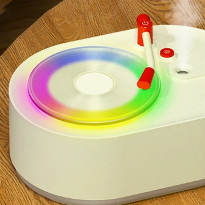 N88R Mini USB Portable Retro Record Player Cool Mist Air Humidifier Essential Oil Aroma Diffuser With Led