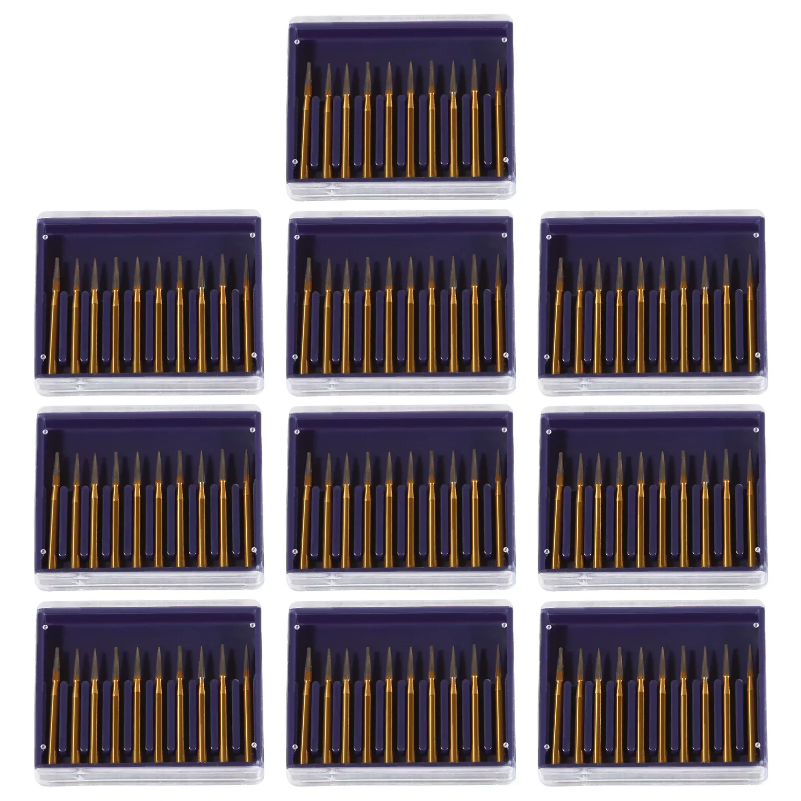 

10-100PCS Dental Tungsten Carbide Gold Burs Drills Trimming &Finishing &Polishing Flame FG7901 Fit High Speed Handpiece