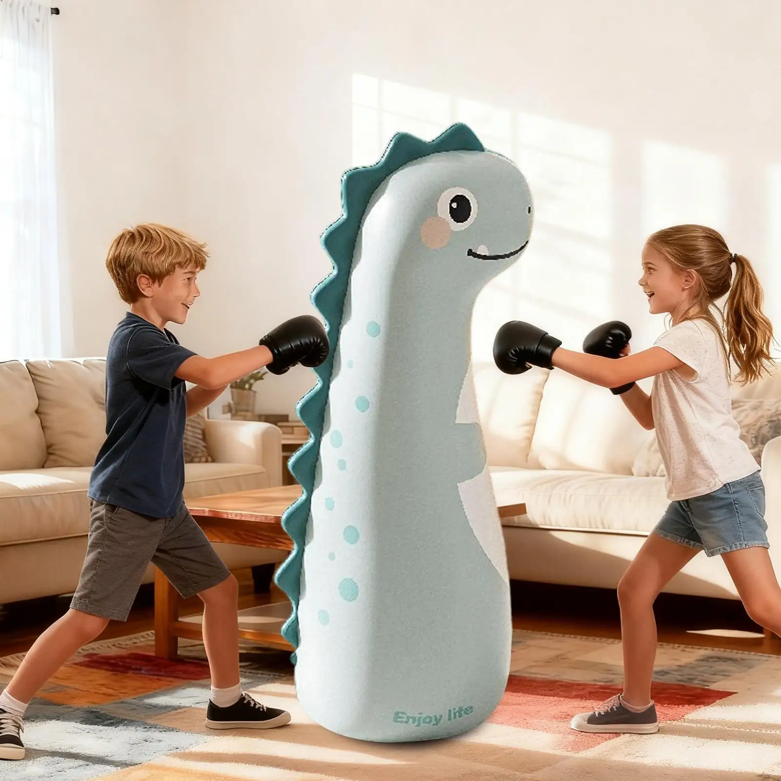 

Inflatable Punching Bag 47 Inch Kids Boxing Set with Gloves & Pump, Children Exercise Sandbag for Outdoor Home Gym Training