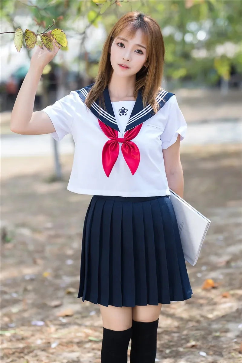 Jk Sets School Uniform Girls Sakura Embroideried Autumn High School Women Novelty Sailor Suits Uniforms Xxl