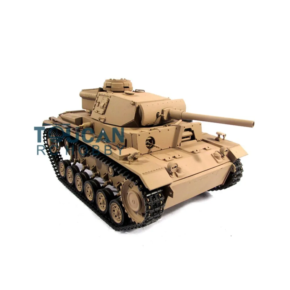 Metal Mato 1/16 Scale Panzer III RTR RC Tank Infrared Barrel Recoil Yellow 1223 360° Rotating Remote Control Toys Car TH00659