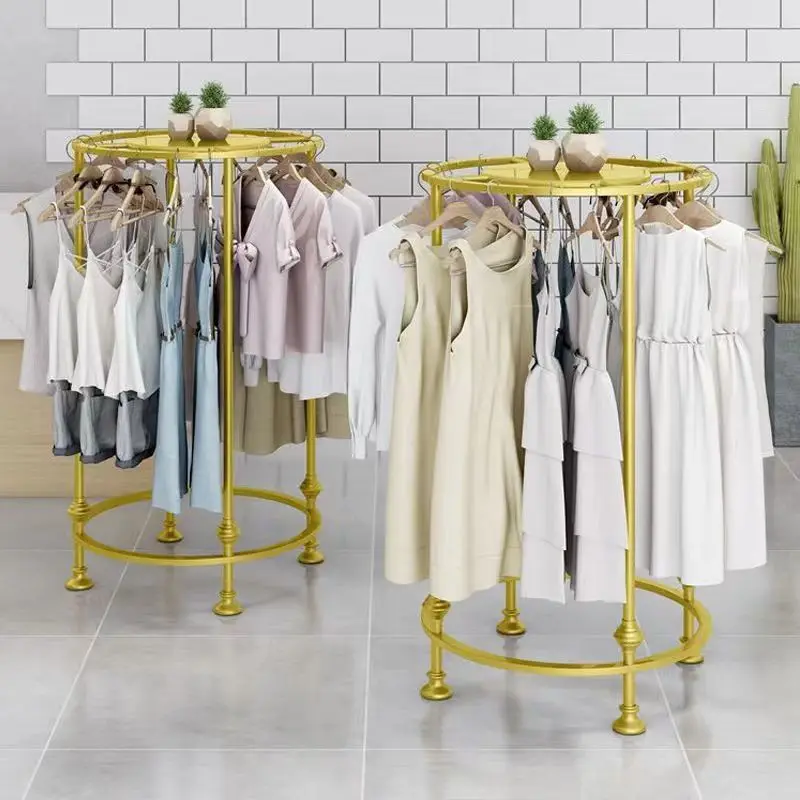 Round clothing store clothes display rack Children's clothing store shelf display Floor-to-ceiling pants rack Zhongdao