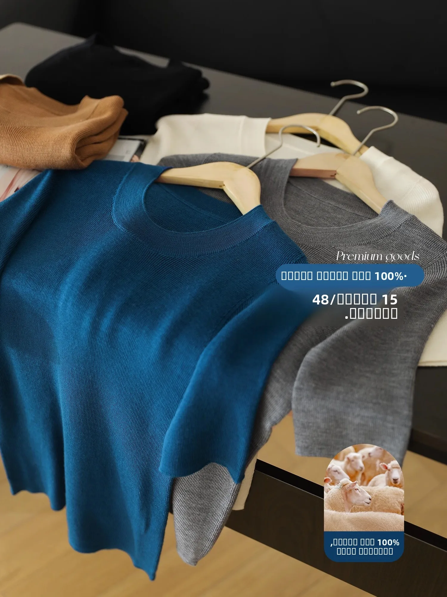 

Autumn Le Yellow 00% Merino Wool Mid-Sve Knitted T-irt Women's U-Ne Top Casual Sle Knitted Woolen Ladies Tee