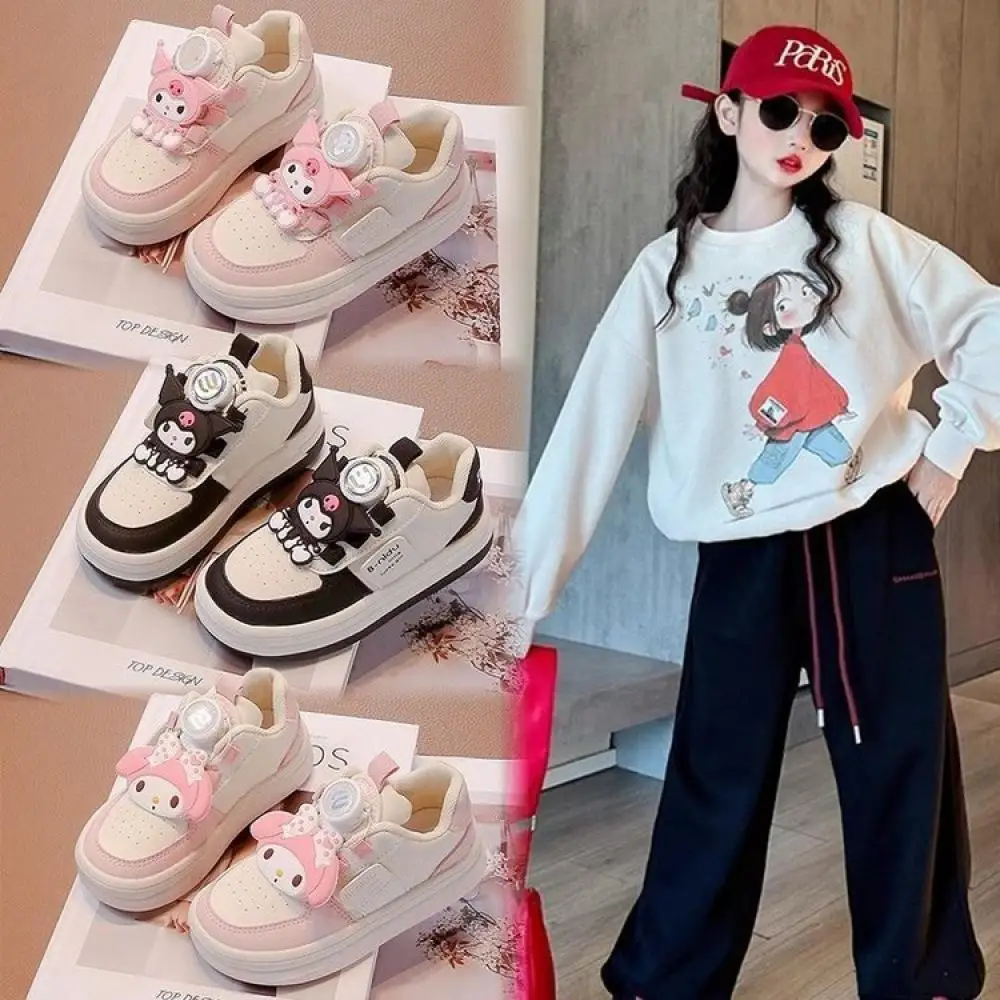 

Kuromi Children's Cartoon Casual Sports Shoes My Melody Spring Autumn Kid's Soft Sole Running Sneakers Trendy Board Shoes