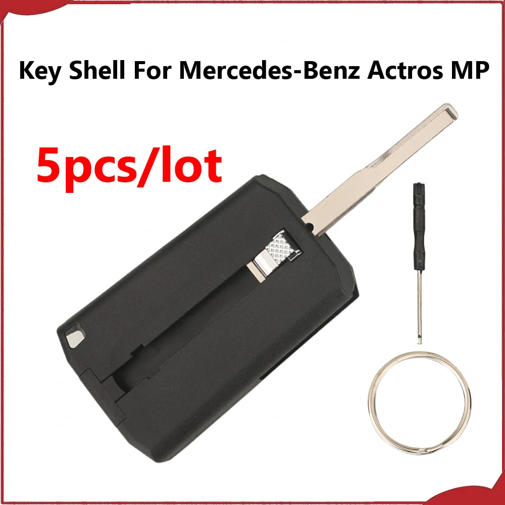 jingyuqin New 5pcs 2 Buttons Car Key Shell With HU64 Uncut Blade For Mercedes-Benz Actros MP 4 Remote Cover Replacement