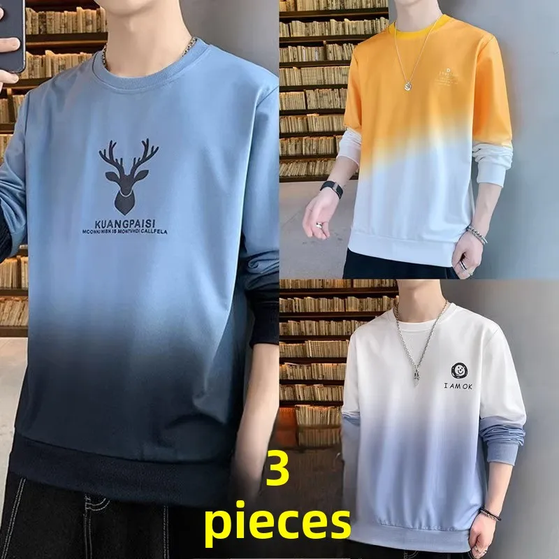 

Мужская толстовка свободного кроя, круглая, повседневная толстовка Ne Long Sve, осенняя новинка, удобный базовый слой, уличная одежда