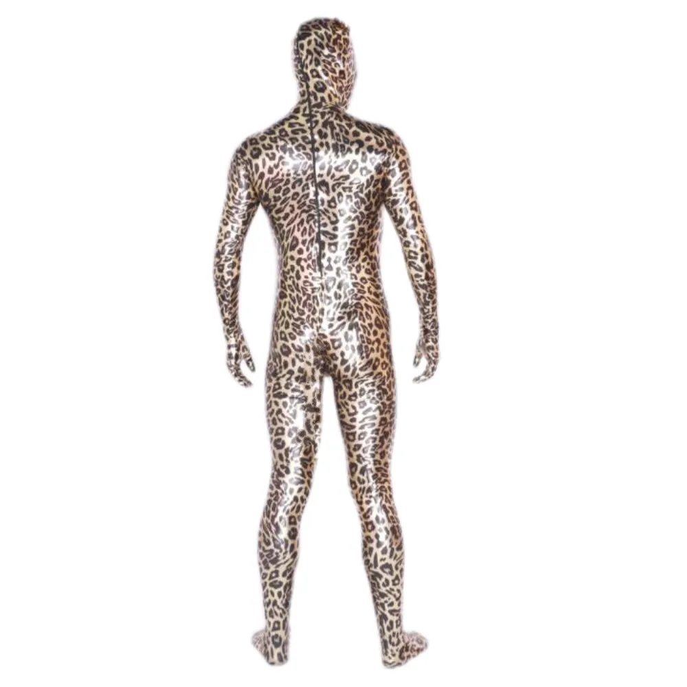 Halloween Cosplay Kostuum Dier Luipaard Catsuit Glanzende Metallic Panty Jumpsuit Full Bodysuit Zentai Suits Fancy