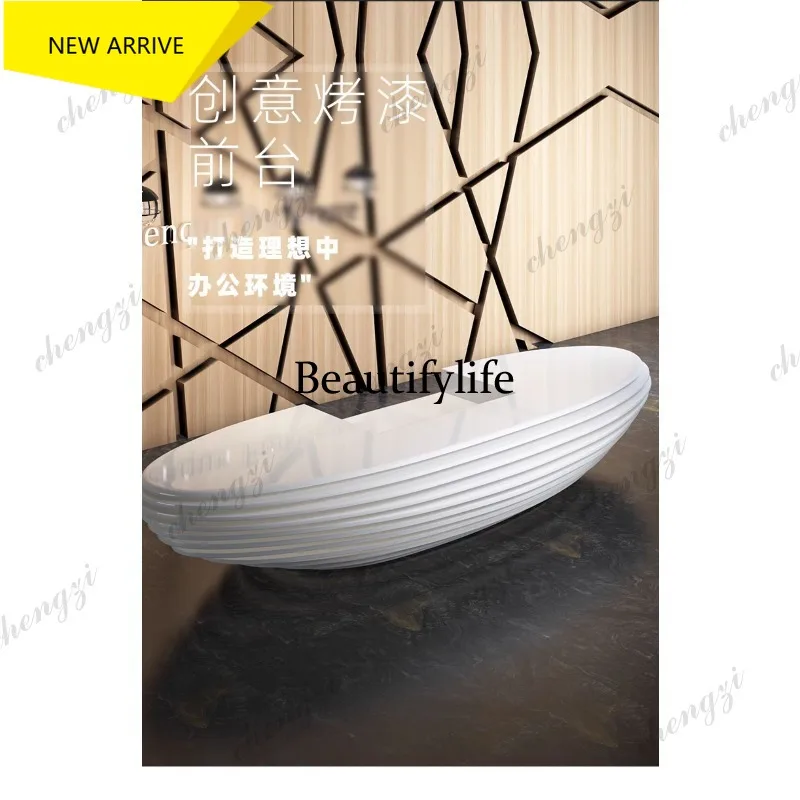 L181 Reception desk Painting front desk Company curved  Hotel medical beauty checkout page Special-shaped fashion front desk