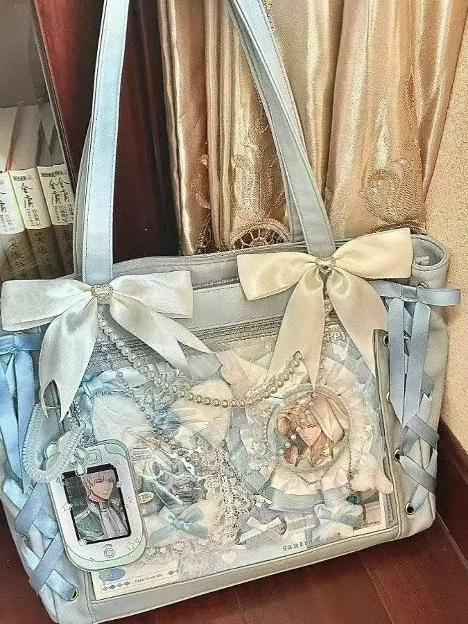 

Large Capaci Ribbon Pain Free PU Soft oulder Crossbody Bag Casual Commuter Tote Bag for Youth Cartoon Knot