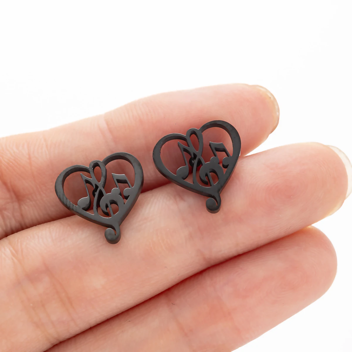 Korean Music Note Earring Heart Of Treble And Bass Fashion Stainless Steel Earings Women Female Wedding Gift Jewelry Pendientes