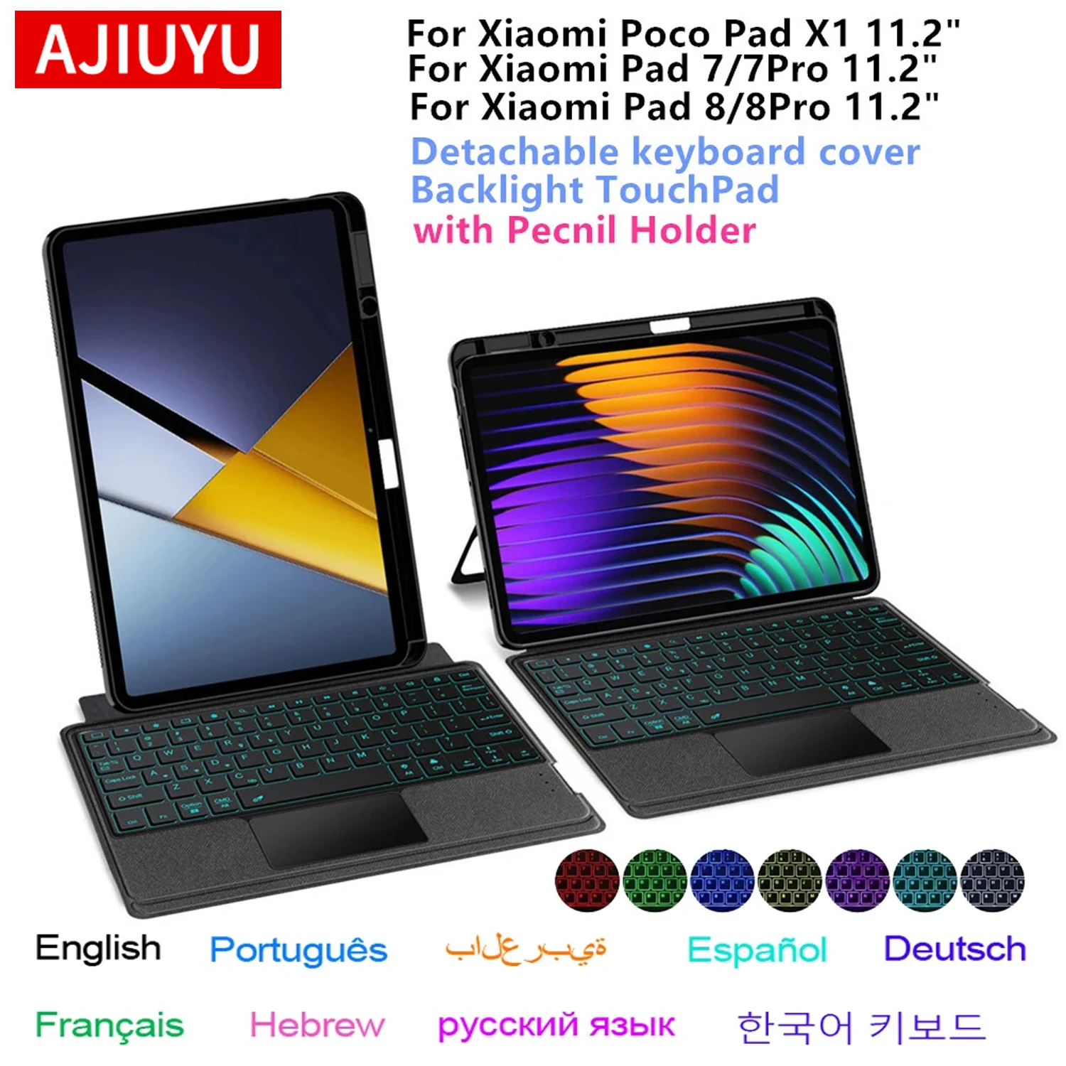 

Чехол с сенсорной панелью для Xiaomi Poco Pad X1 2025 для XiaoMi Pad 7 8 Mipad 7 8 Pro 11,2 дюйма, чехол для смарт-клавиатуры для планшета, держатель для ручки