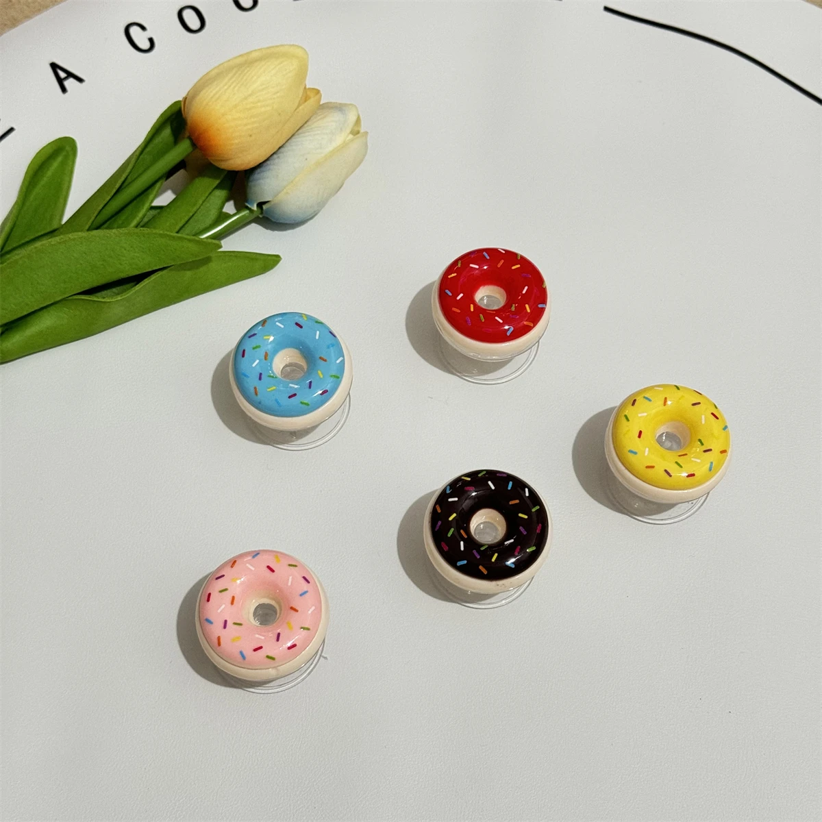 Ins Korea Cute 3D Donut For Magsafe Magnetic Phone Lovely Griptok Grip Tok Stand For iPhone Wireless Charging Case Holder Ring