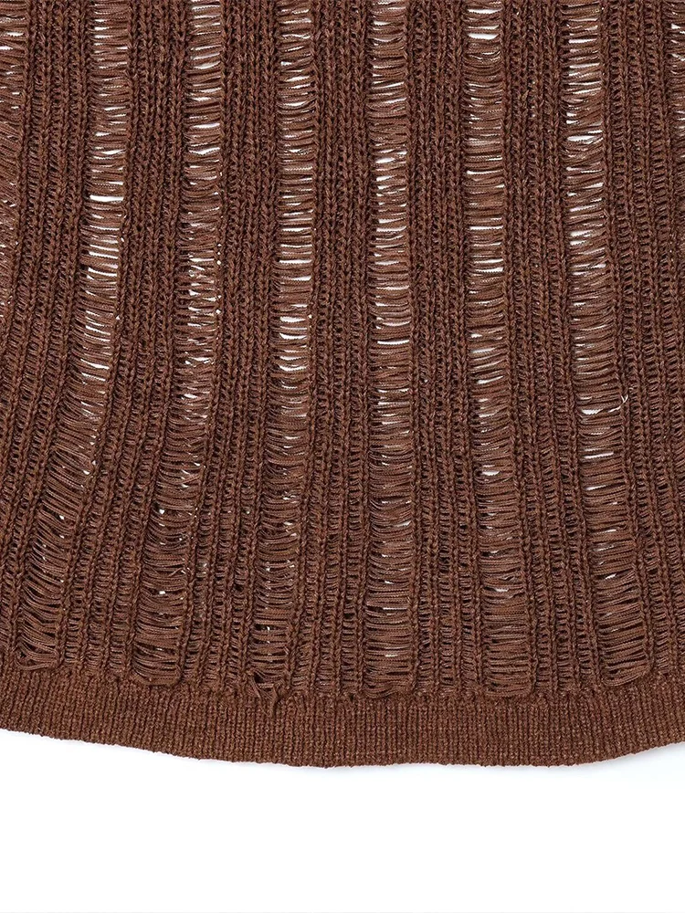 European and American style autumn new fashion simple casual women's decorative round neck sleeveless suspenders knitted top