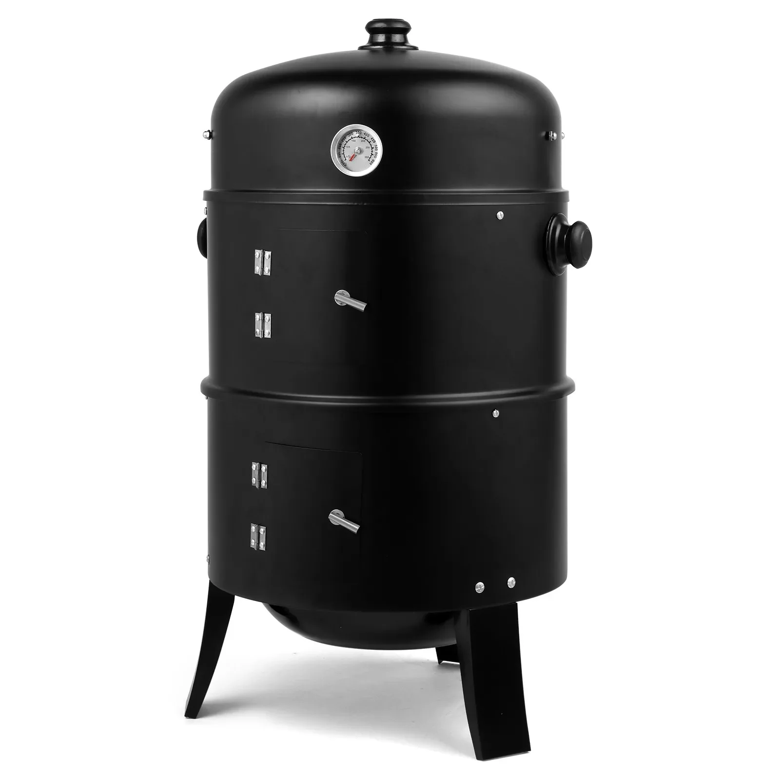 

3-in-1 Charcoal BBQ Smoker Round Charcoal Barbecue Grill for Outdoor Camping