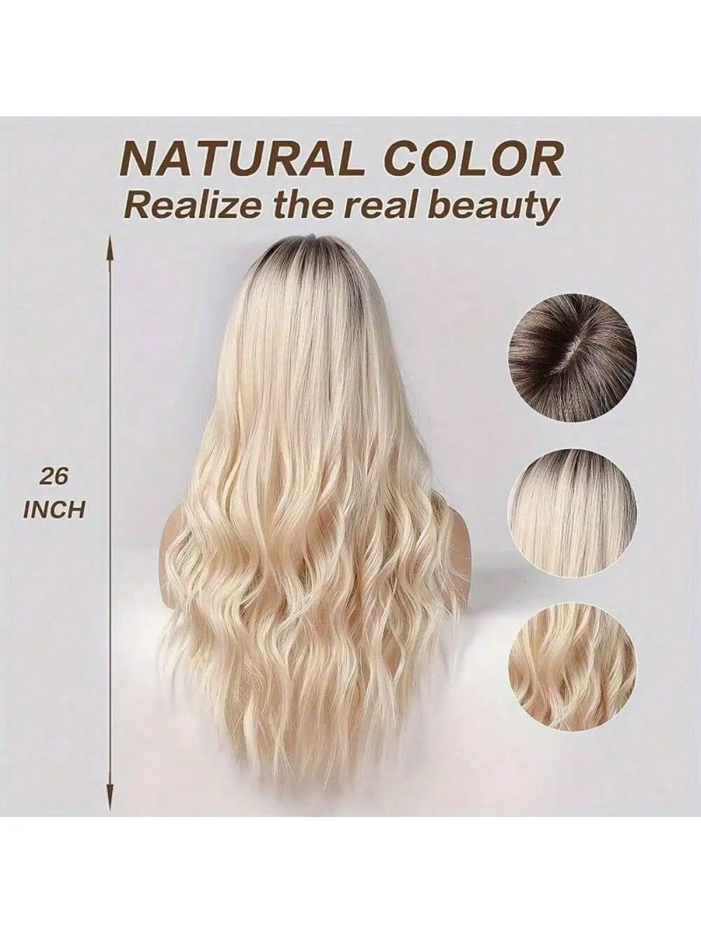 باروكة صناعية مجعدة متوسطة الطول أشقر أبيض بطول 26 بوصة مع غرة ذهبية يسلط الضوء على النساء يوميًا لعيد الهالوين وعيد الميلاد