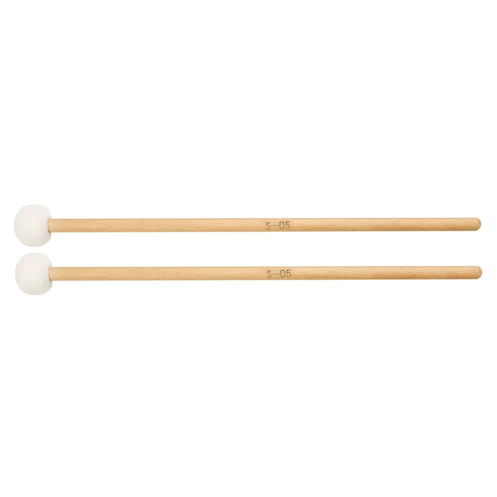 

1 Pair Timpani Mallets Sticks Felt Head Drum Sticks Mallets with Wood Handle Musical Percussion (White)