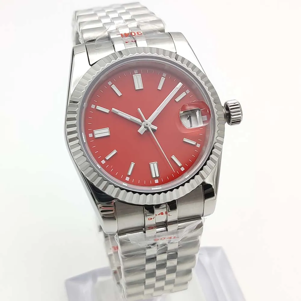 New 36mm Automatic Mechanical Watch for Men and Women, Waterproof Stainless Steel Watch, Calendar, 7 Colours