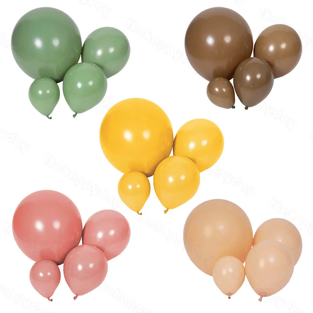 5/10/12/18inch Retro Sage Green Balloons Pink Coffee White Sand Latex Balloons Birthday Wedding Party Decoration Baby Shower