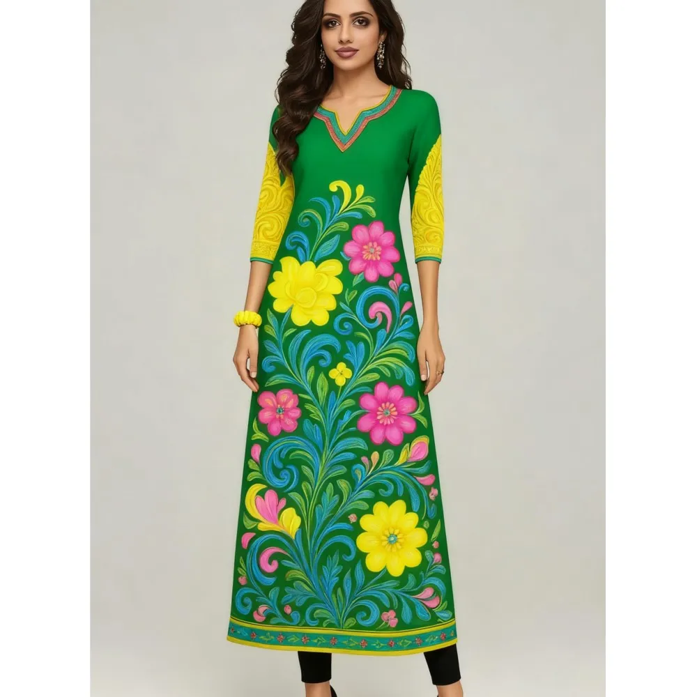 Estilo nacional Kurt moda mujer cómodo manga larga recto Casual étnico patrón de pavo real nuevo vestido señoras Abaya musulmán