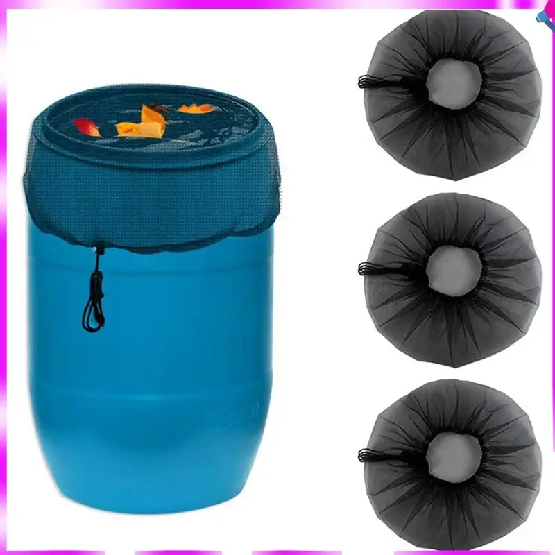 N96R Mesh Cover Rain Barrel With Drawstring Rain Collection Barrels Netting Screen To Keep Leaves And Debris Out