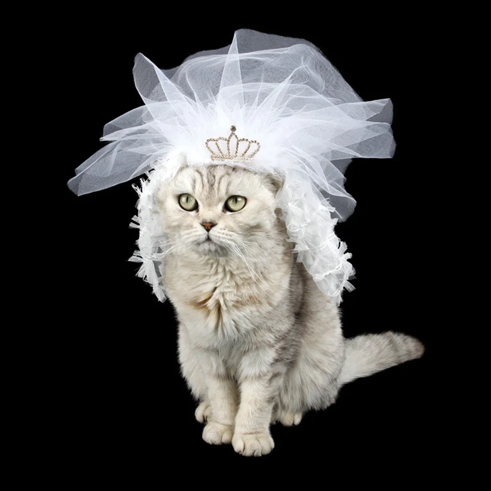 

Cat Wedding Dress Pet Attire Supplies Halloween Gown Bridesmaid Lace White for Cats