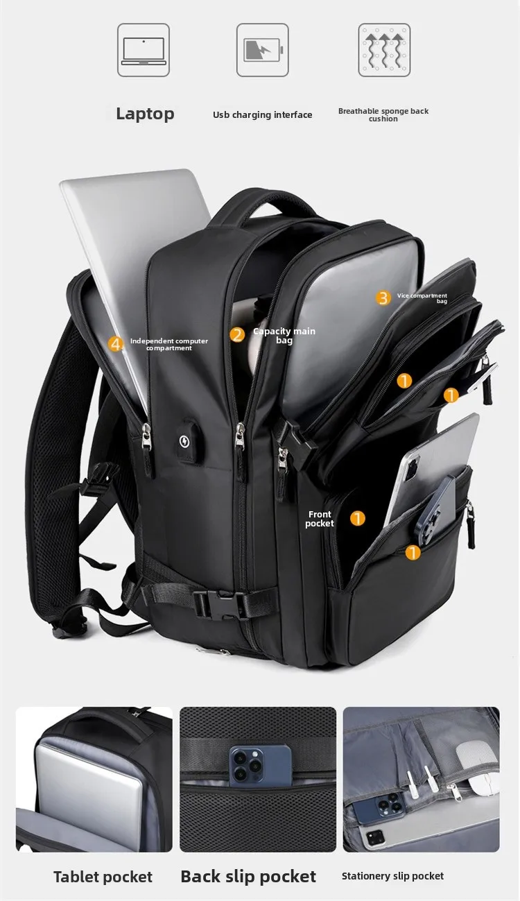 حقيبة ظهر جديدة خفيفة الوزن للأعمال، حقيبة ظهر كاجوال للسفر في الهواء الطلق مقاومة للماء، حقيبة ظهر للكمبيوتر متعددة الوظائف ذات سعة كبيرة