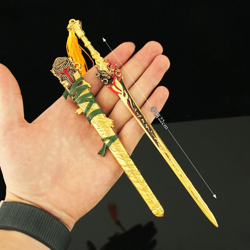 22 cm/8,66 pulgadas Naraka Bladepoint juego periférico claro espada larga arma modelo aleación de mano con funda juguete ornamento regalo para niño
