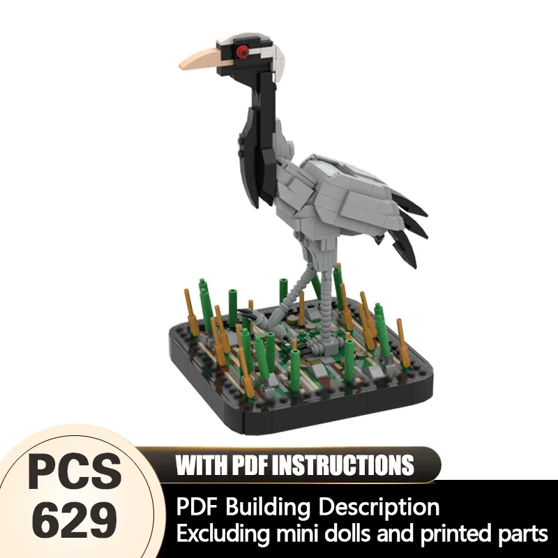 Set de Construcción Modular de Ladrillos MOC de la Serie Animales: Cigüeña Demoiselle - Regalo Tecnológico para Niños, Ideal para Armar en Días Festivos