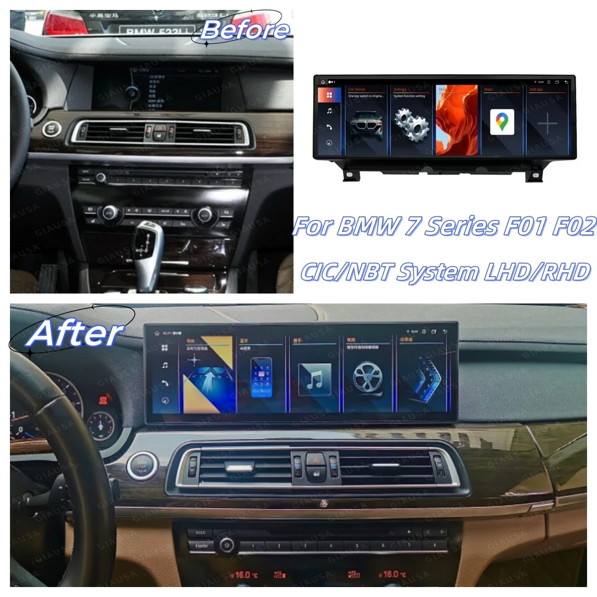 

14,9 "RHD LHD Android 13, автомобильный радиоприемник, беспроводной Carplay, авто мультимедийная GPS-навигация для BMW 7 серии F01 F02 CIC NBT, сенсорный экран