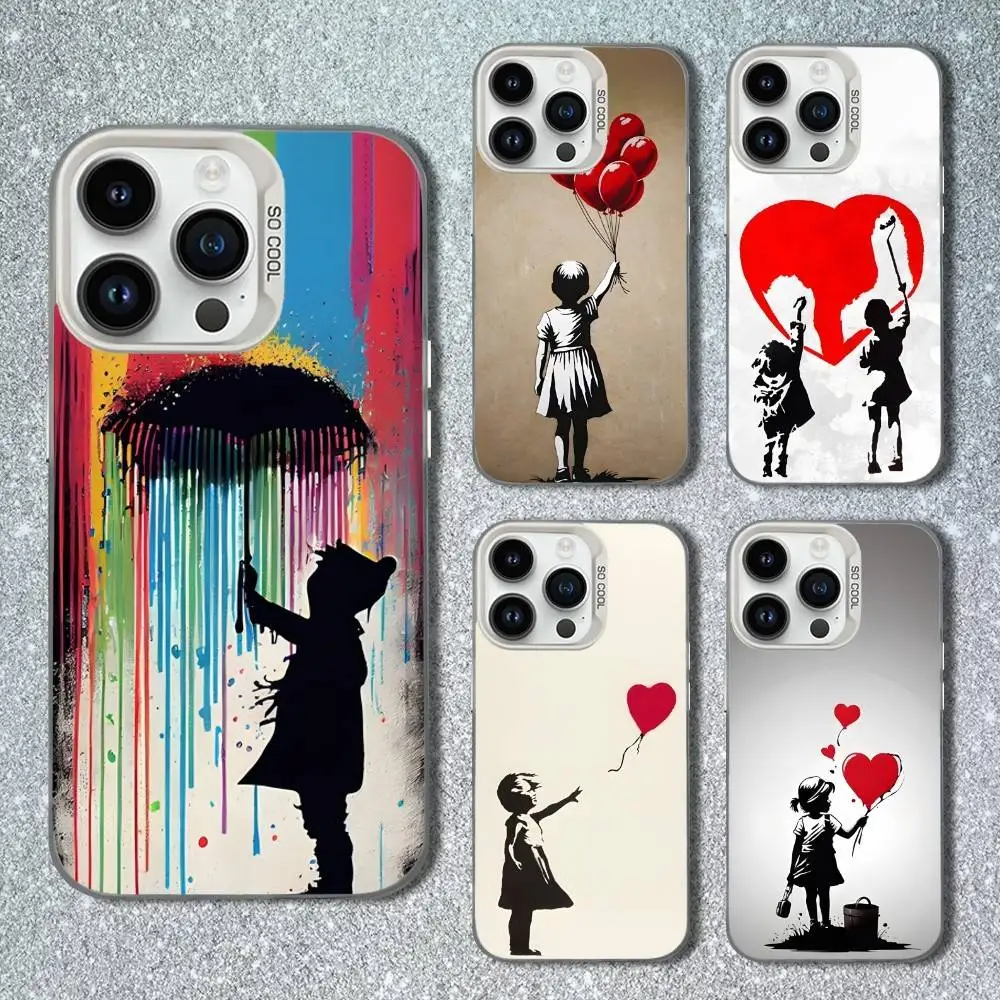 

Graffiti Art B-Banksy Street Phone Case For iPhone 13,15,14,16,12,11,Mini,MAXXS,Pro,SE, White Matte Shockproof Cover