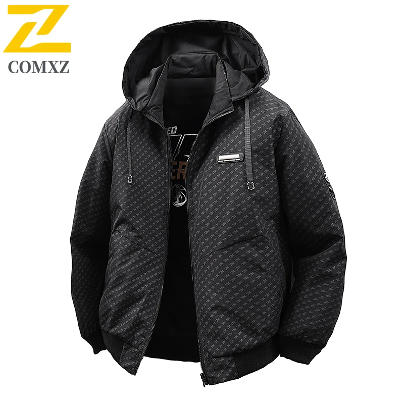 جديد 2025 معطف رجالي من القطن موضة متعددة الاستخدامات على الوجهين سترة سميكة دافئة بقلنسوة للخروج معطف شتوي غير رسمي للرجال بسحاب سترة #3