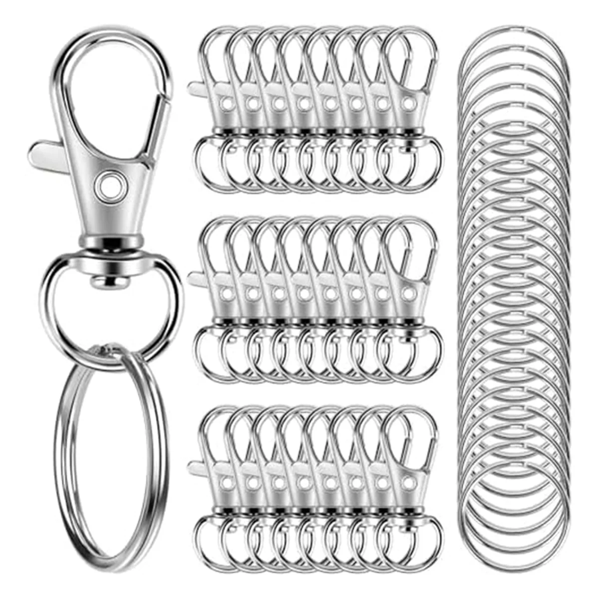 200PCS Metal Lobster Claw Clasp with Key Rings, Keychains Clips and Key Chain Rings,Keychain Rings Making Kit for Crafts