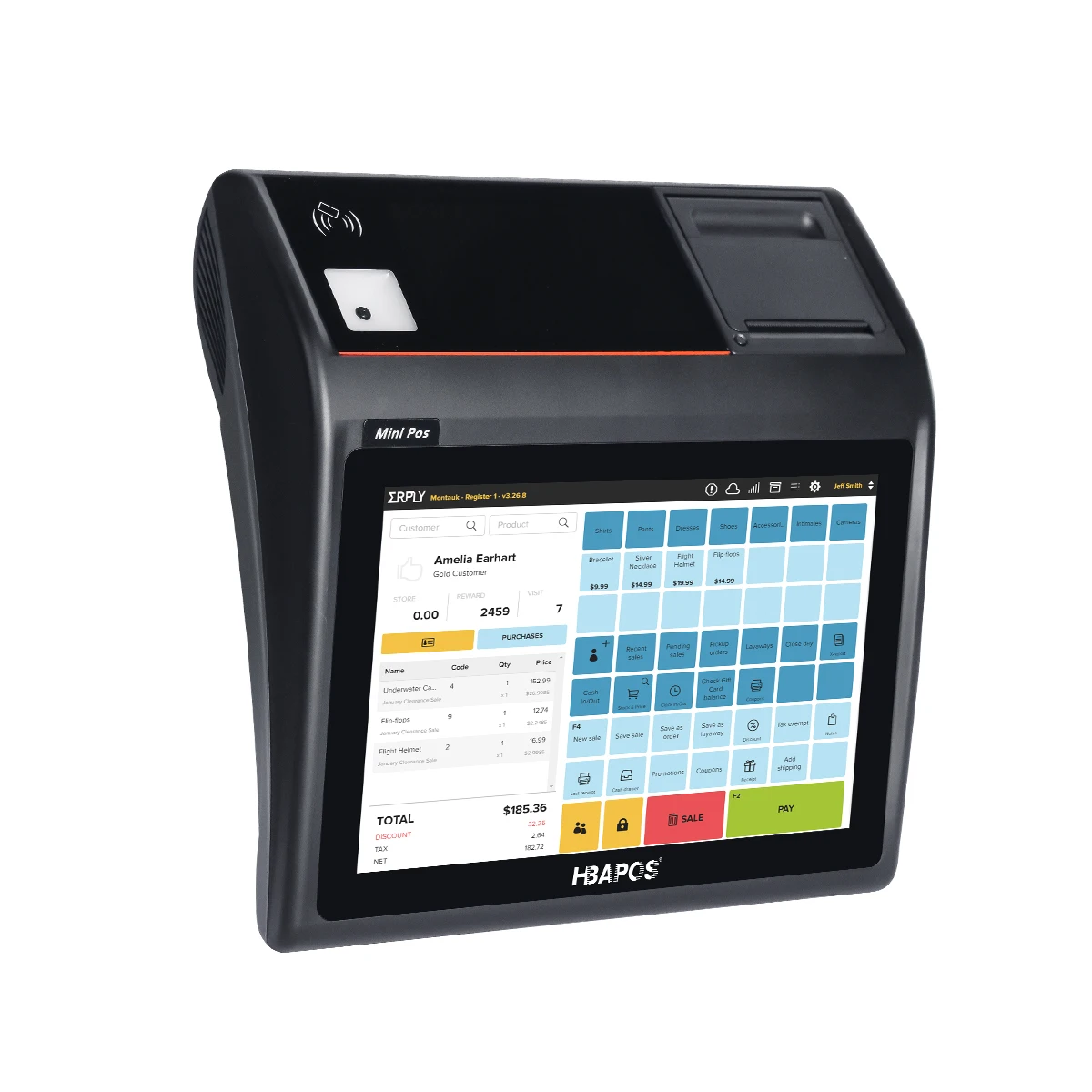 ATV&UTVAndroid 11 Dual Screen 10.1+5 Inch 4GB+64gb Mini Pos Systems 58mm Printer Nfc Cash Register Epos Machine Terminal