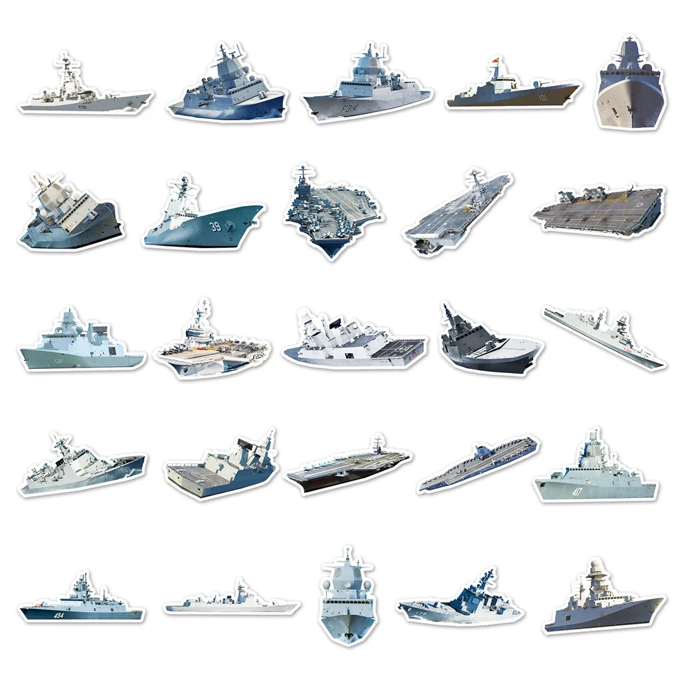 50pcs Aircraft Carrier Warship Stickers For Ipad Stationery Guitar Phone Custom Sticker DIY Craft Supplies Scrapbooking Material