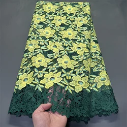 2026 High Quality African Nigerian Tulle Lace Fabric Organza Embroidery Guipure Party Gown Dress Brocade Jacquard Wedding 5Yards