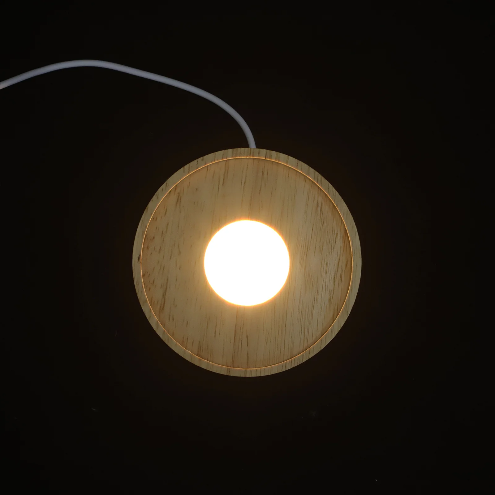 

LED Glowing Light Base Wooden Luminous Pedestal Creative Crystal Ball Stand Warm Lighting Effects for Crystals and Glass Arts