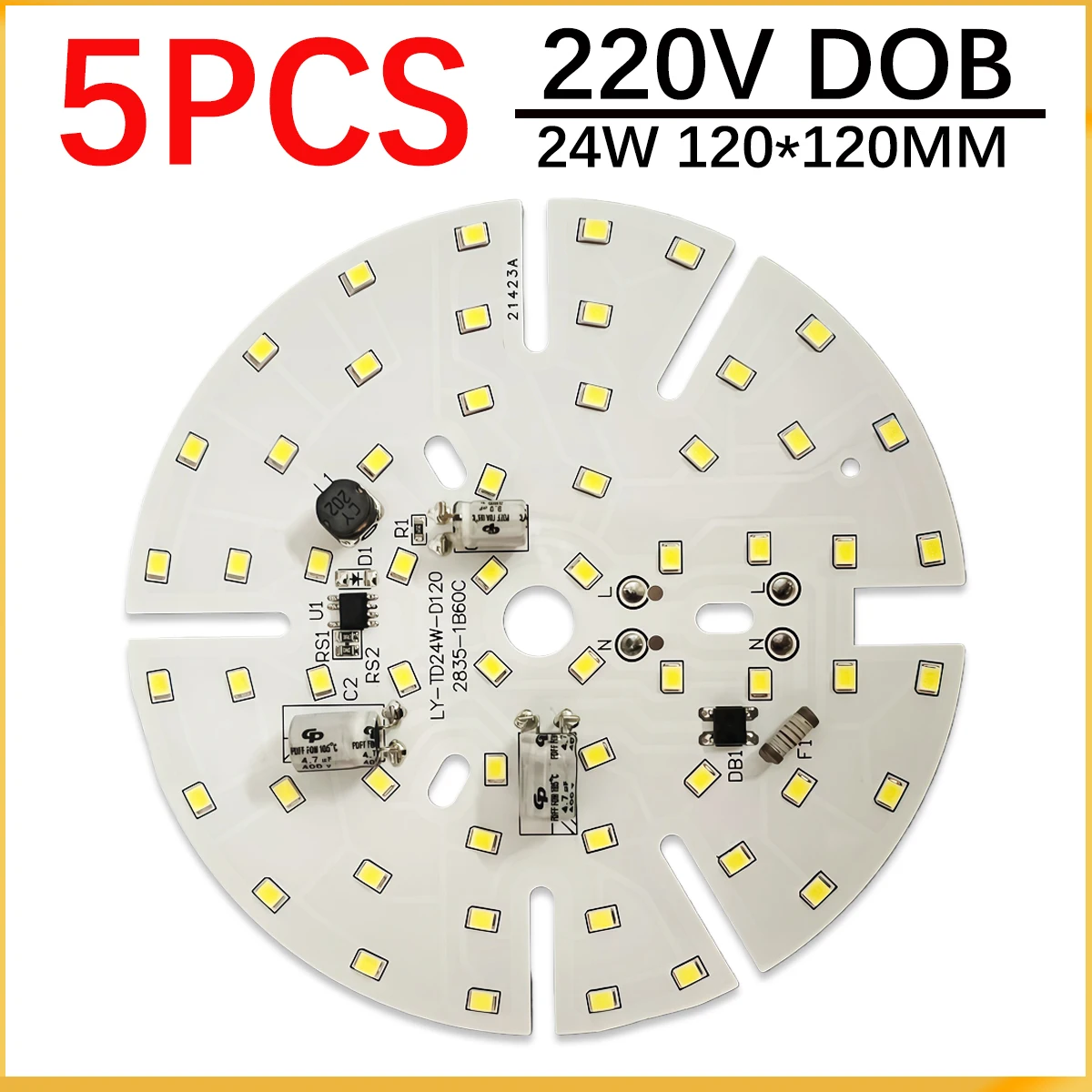 

5pcs High Bright 24W LED Light Board White AC220V No Need Drive SMD 2835 Chips For DIY Downlight Spotlight