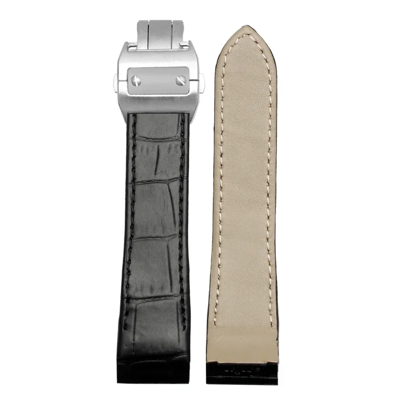 Genuine Leather Watchband for Cartier Santos 100 Watch Band Men Women Santos Glue Head Belt Folding Watch Strap 23mm