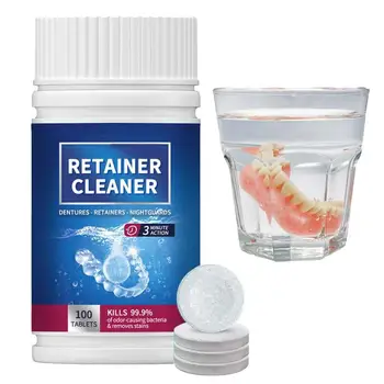 ניקוי שיניים תותבות טבליות 100 כרטיסיות שווא שן טיפול טבליות לטהר כתמי מסיר ריחות רעים טרי נשימה שווא שן טיפול