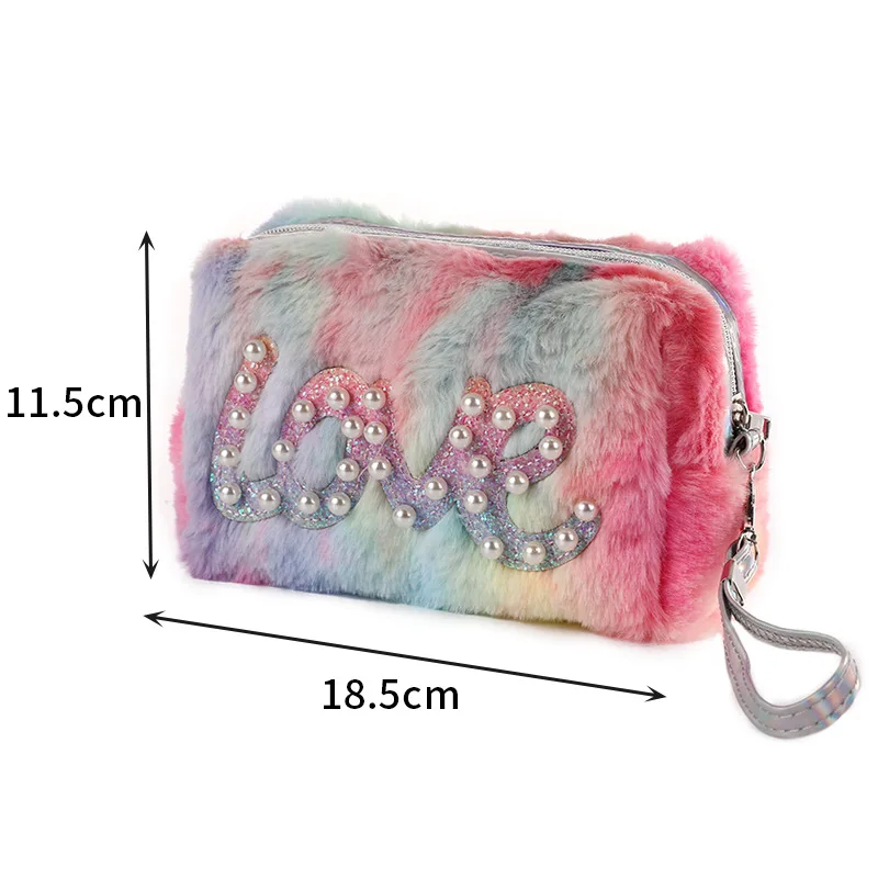 Fashion Plush Cosmetic Bag Women Girls Fluffy Cute Travel Makeup Case Beauty Organizer Portable Female Toiletry Storage Pouch