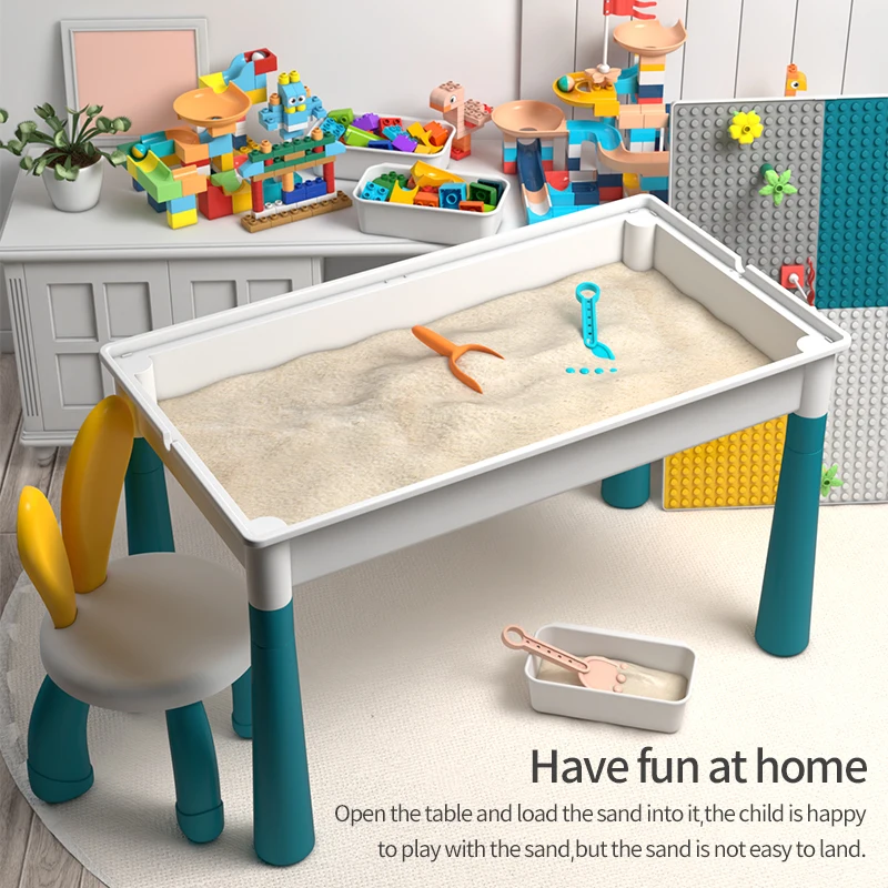 مكعبات بناء للأطفال بعمر 3-6 سنوات، طاولة مكتب متعددة الوظائف، حبيبات كبيرة، صندوق تخزين، ألعاب تعليمية للأطفال