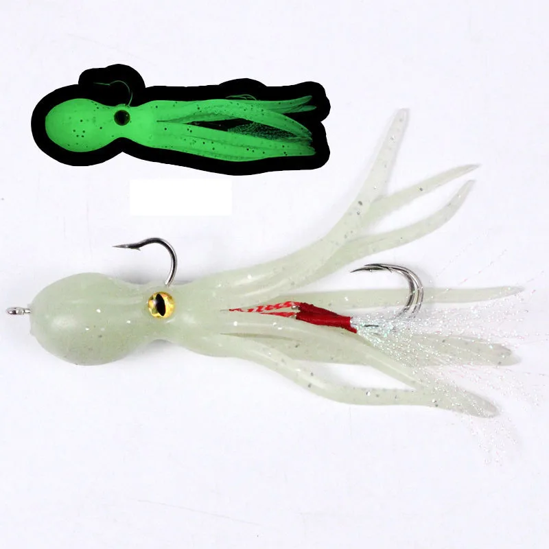 

3D Simulation Octopus Soft Bait Double Hook Silicone Wrapped Squid Lures Flexible Swing Sinking Sea Fishing Equipment