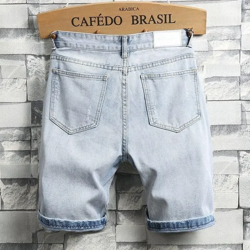 

With Pockets Bermuda Short Jeans Pants for Men Wide Long Man Denim Shorts Loose Half Ripped Baggy Sale Xxxl Vintage Designer Emo