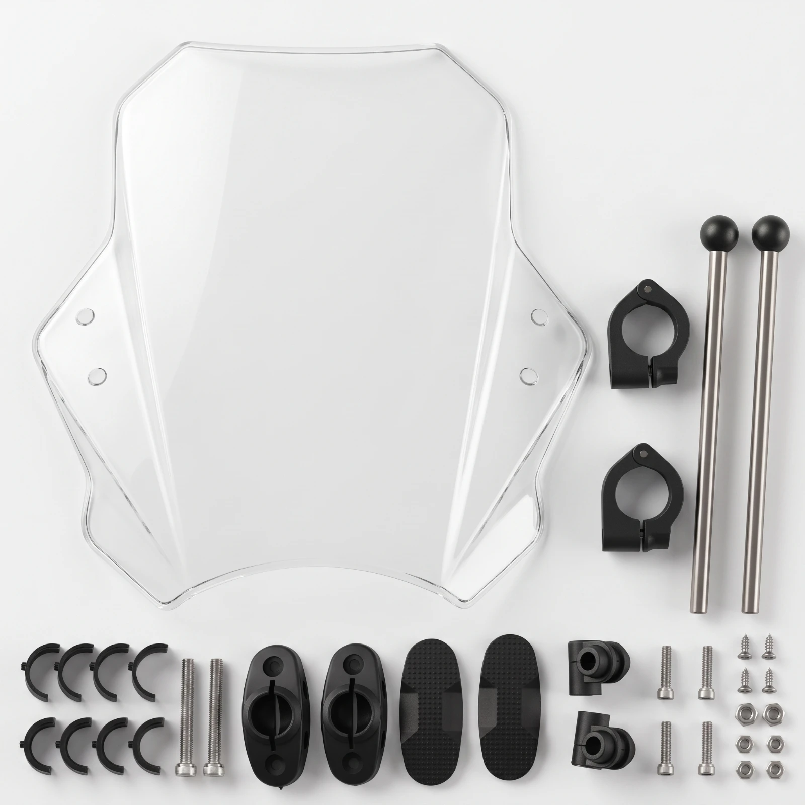 Universal Motorcycle Windscreen with Complete Mounting Kit Lightweight Wind Protection for Clean Cockpit Airflow